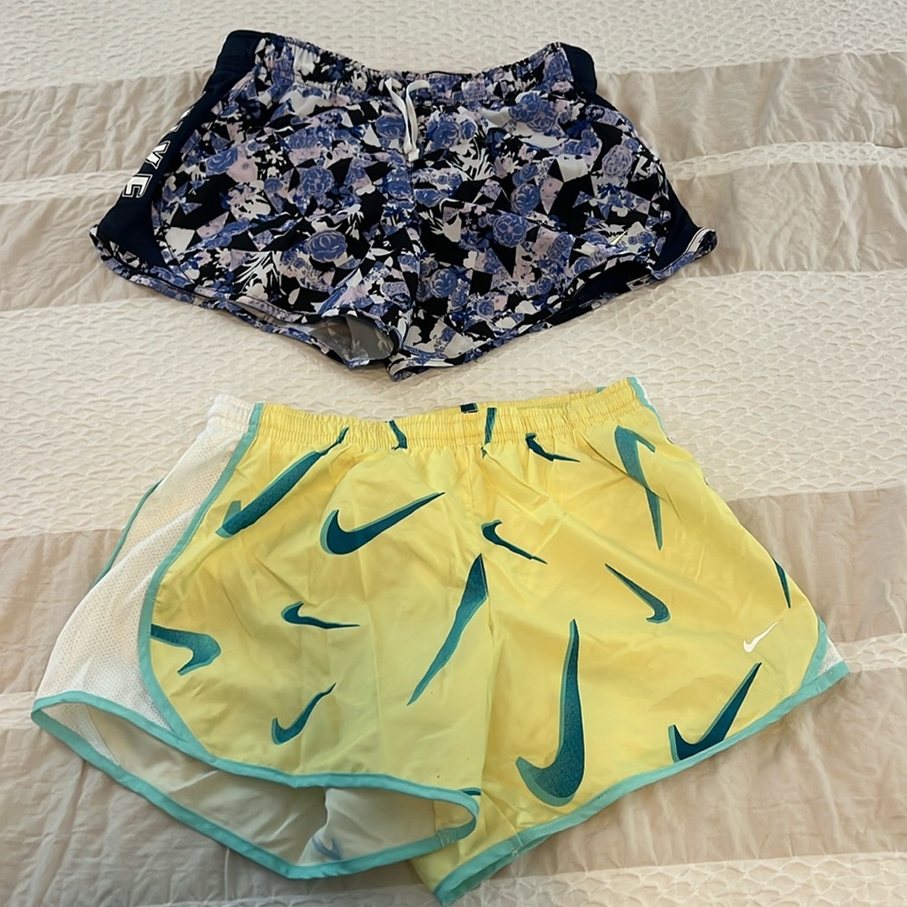 Girls Nike running shorts with built-in briefs